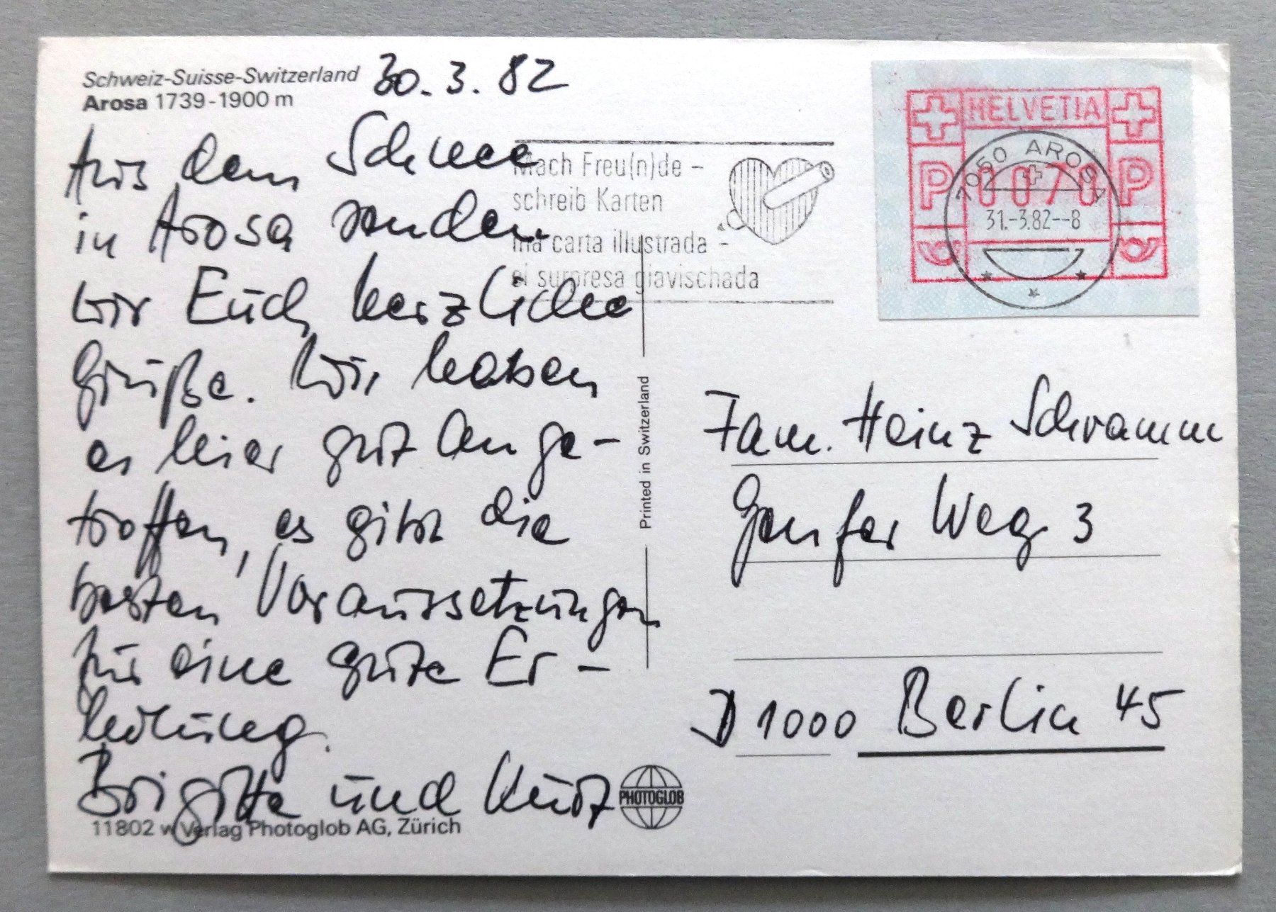 Cartoline postali: Arosa 1739-1900 m – Difettoso da Fétigny venduto da Billy2miny 1