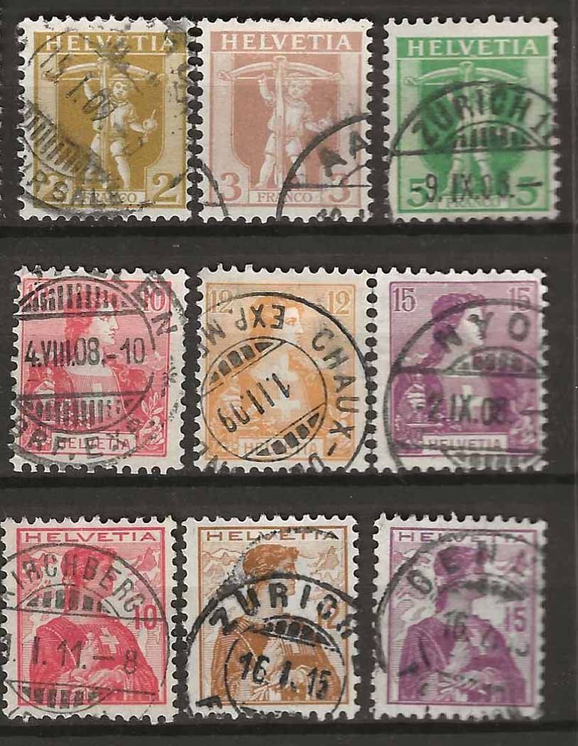 Tutti i francobolli: CH101 - 3 séries 1907-1909 obl. – Usato da Trélex venduto da Phil_Albert