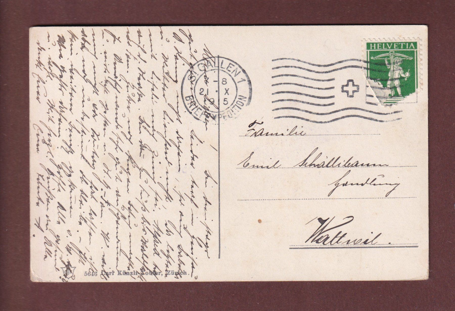 Cartoline postali: ST. GALLEN - Teilansicht - 1915 – Usato da Pully venduto da nicecards-shop 1