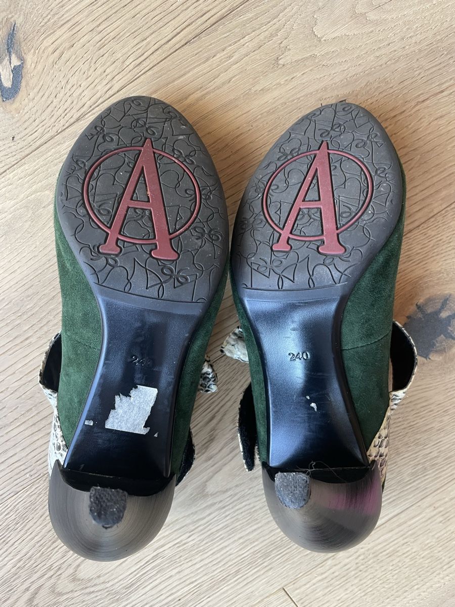 Scarpe da donna: Green suede pumps with snake print bow 38 – Usato da Allschwil venduto da sis_soft 4