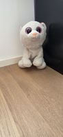 Peluche blanc chat rose oreillettes bon état