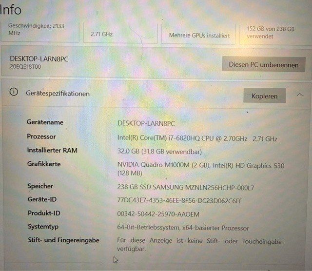 Lenovo Notebooks: Lenovo ThinkPad P50 15.60", 32 GB/RAM, Intel Core i7 – Gebraucht aus Trimbach von Qom 4