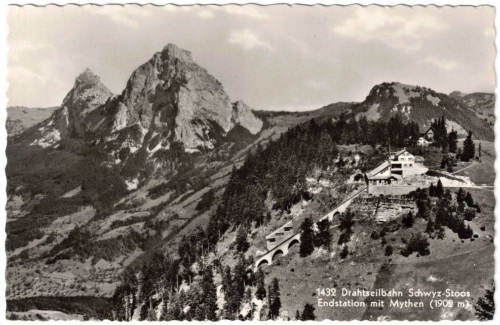 Cartoline postali: Stoos - Standseilbahn mit Mythen – Usato da Binningen venduto da Mountainrider