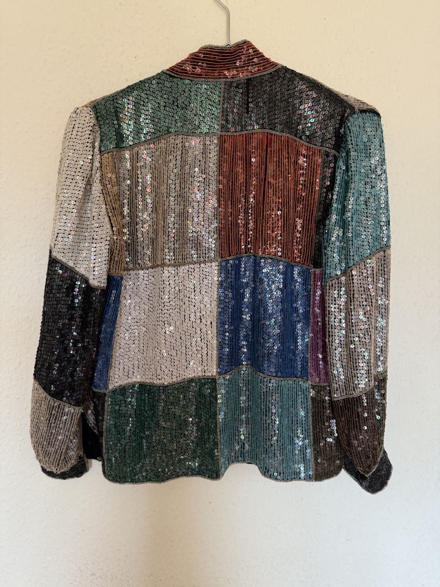 Giacche: Vintage Frank Usher London 100% Silk Multicolor Sequin Patch – Nuovo (secondo la descrizione) da Versoix venduto da pen_6hgs 2