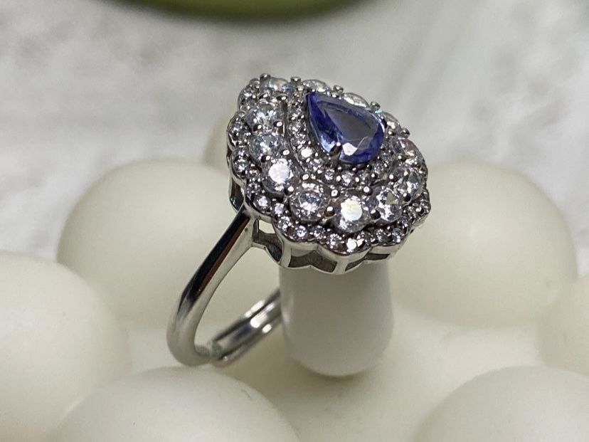 Anelli: Wunderschöner Tansanit Ring mit Diamant Immitaten 925 Silber – Nuovo (secondo la descrizione) da St. Gallen venduto da GIULESGG 3
