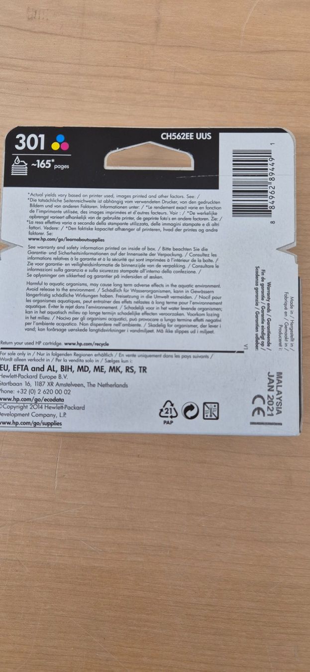 Hewlett Packard Druckerpatronen & Toner: HP  Tintenpatrone 301 Tri-Color – Neu und originalverpackt aus Elgg von computerbrocki 1