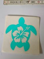 🐢 Sommer-Aufkleber: Schildkröte mit Hibiskusblüte 🌺 (mint)