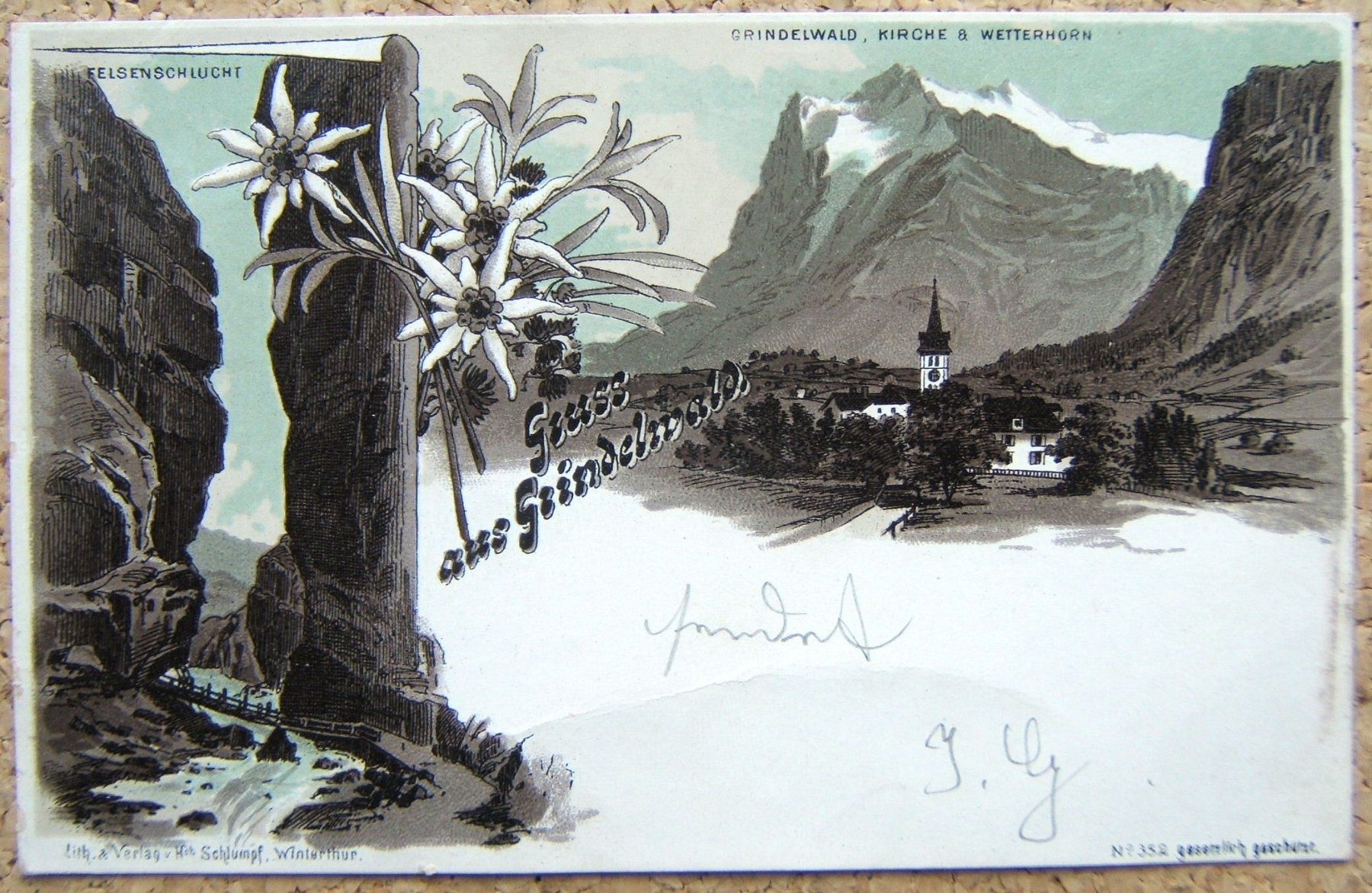 Ansichtskarten: SCHLUMPF LITHO GRUSS AUS GRINDELWALD – Neu (gemäss Beschreibung) aus Brunnen von Nonne04