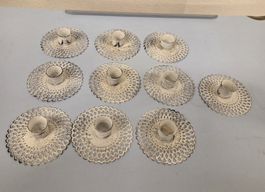 10 Kerzenhalter Metall weiss rund Vintage Stil neu