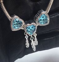 Charm cœur bleu, attrape-rêves, compatible avec bracelet.