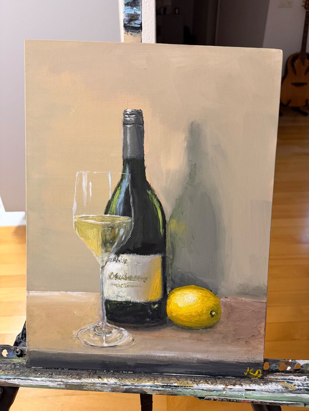 Dipinti: Wein und Zitrone Stillleben Gemälde 40x30cm – Nuovo e nell'imballaggio originale da Pfäffikon SZ venduto da Andrei_Moro_Kunst 1