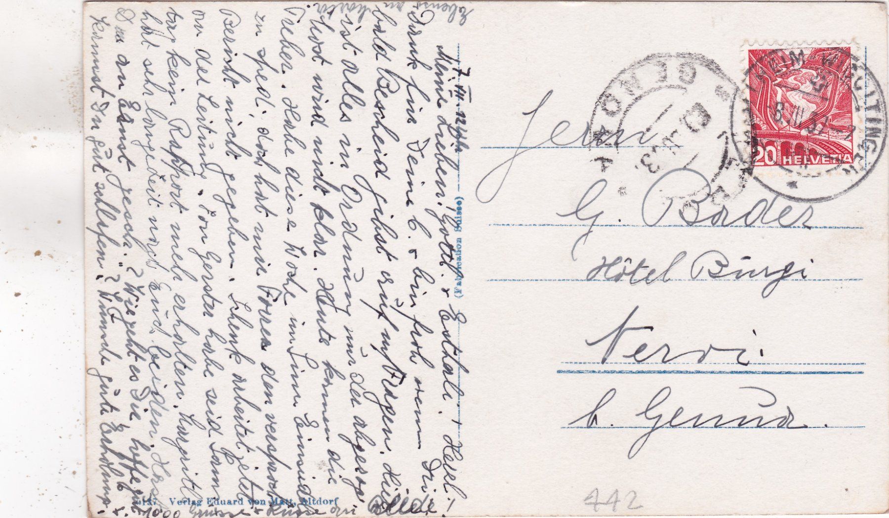 Cartoline postali: Urnerboden mit Jägerstöcke – Usato da Herisau venduto da Lisegrat2008 1