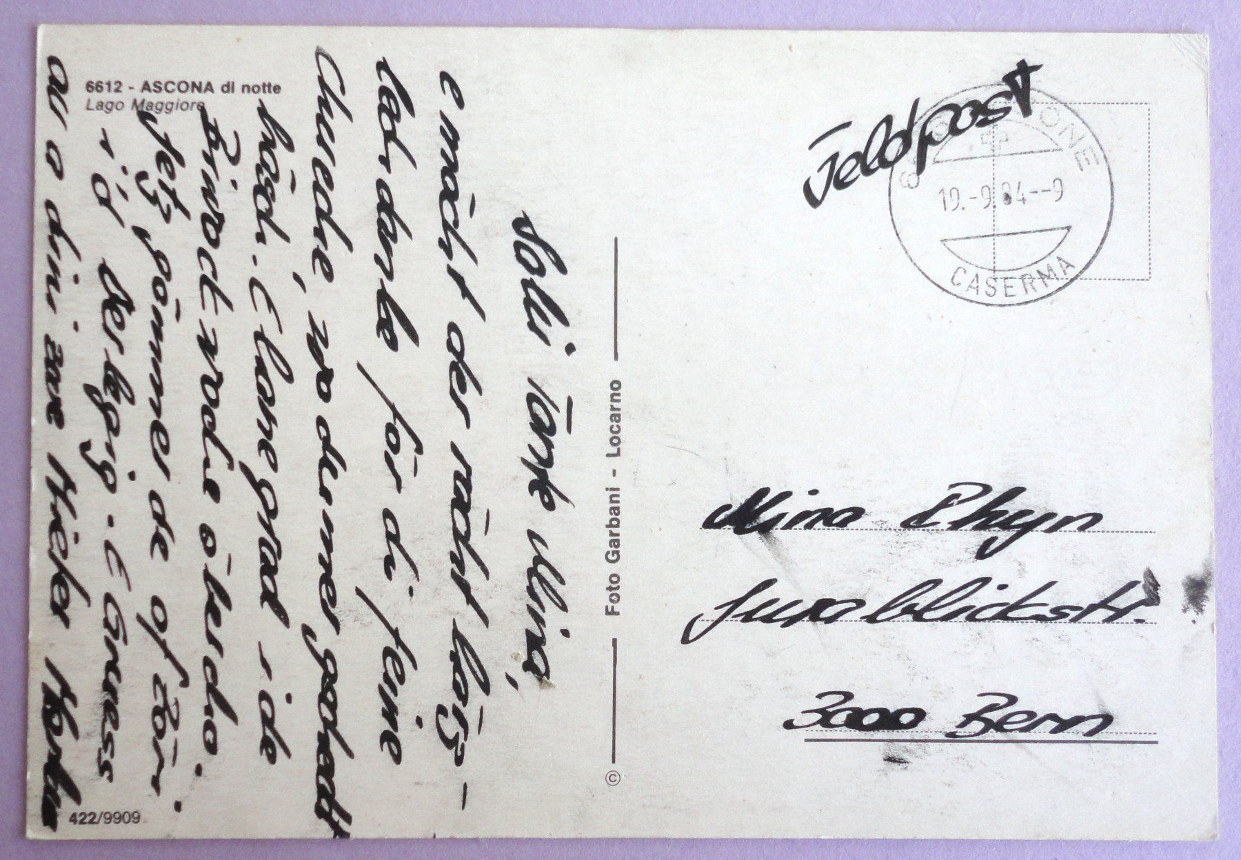 Cartoline postali: Ascona di notte - Lago Maggiore – Usato da Fétigny venduto da Billy2miny 1