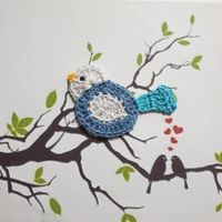 1 Stück Vogel Spatz (L) gehäkelt 880