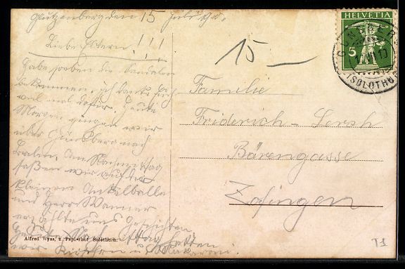 Cartoline postali: Günsberg, Glutzenberg bei Solothurn, Or – Usato da Berlin venduto da bartko-reher 1