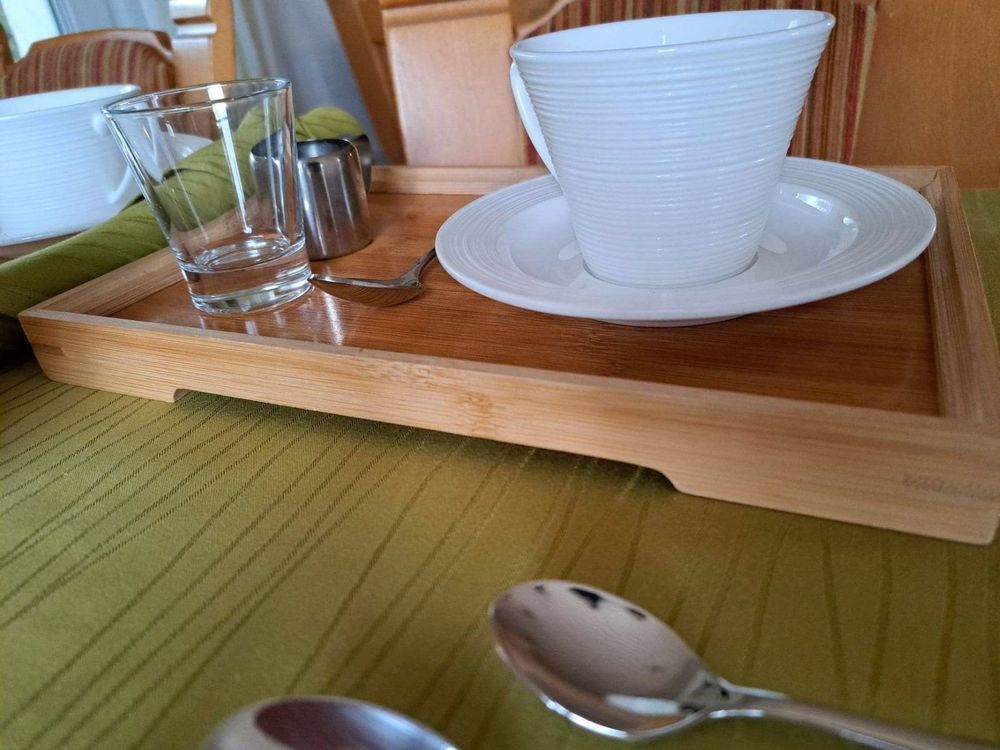 CAREDGO Drehteller Holz 30cm - Drehbares Serviertablett Aus Bambus