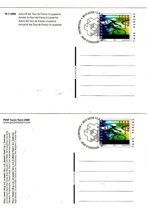 Ansichtskarten: 2 Ansichtskarten Tour de France & Post Swiss Team 2000 – Neu und originalverpackt aus Binningen von Hahexa 1