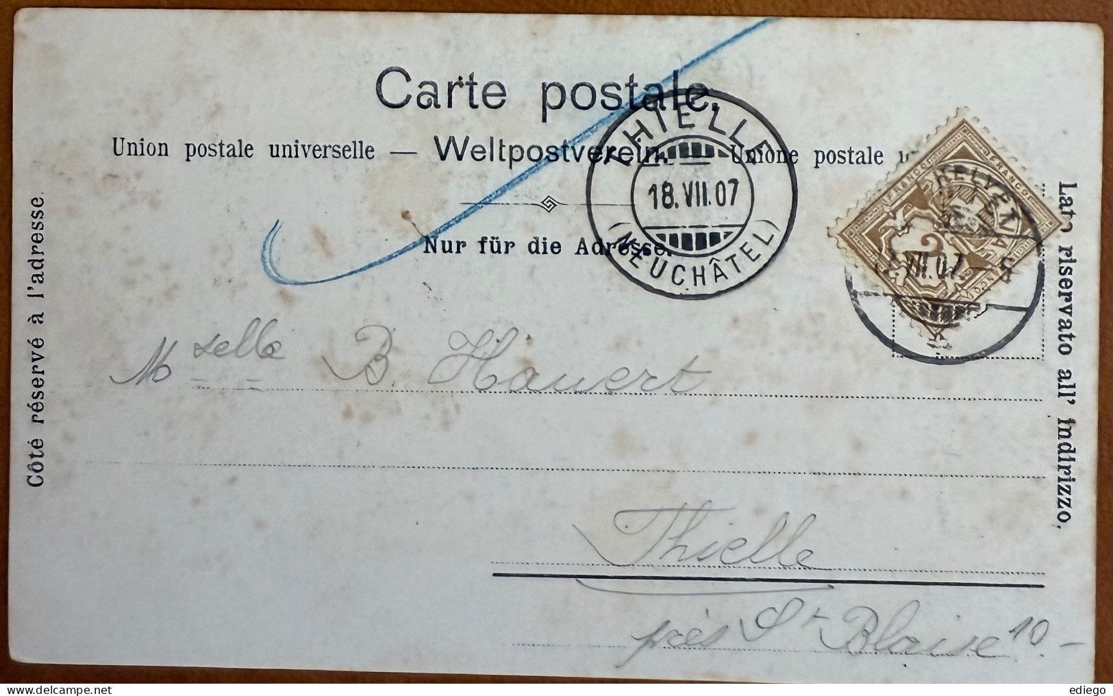 Cartoline postali: Chillon - Belle carte ancienne 1907 – Usato da Lutry venduto da Ediego 1
