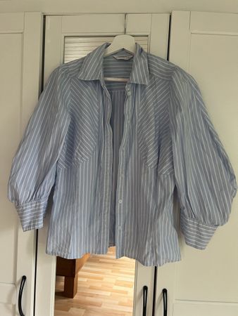 Topshop Bluse Gr. 40 Hellblau Gestreift