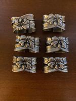 6 Serviettenringe Metall, Blumenmuster, Tischdeko