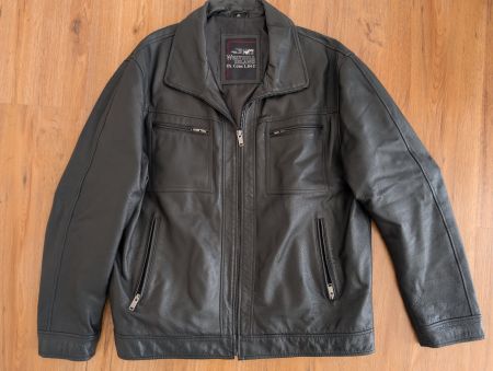 C&A Canda Herren Lederjacke, Echtleder, 2XL, Schwarz