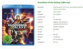 Guardians of the Galaxy 2 (Bluray)