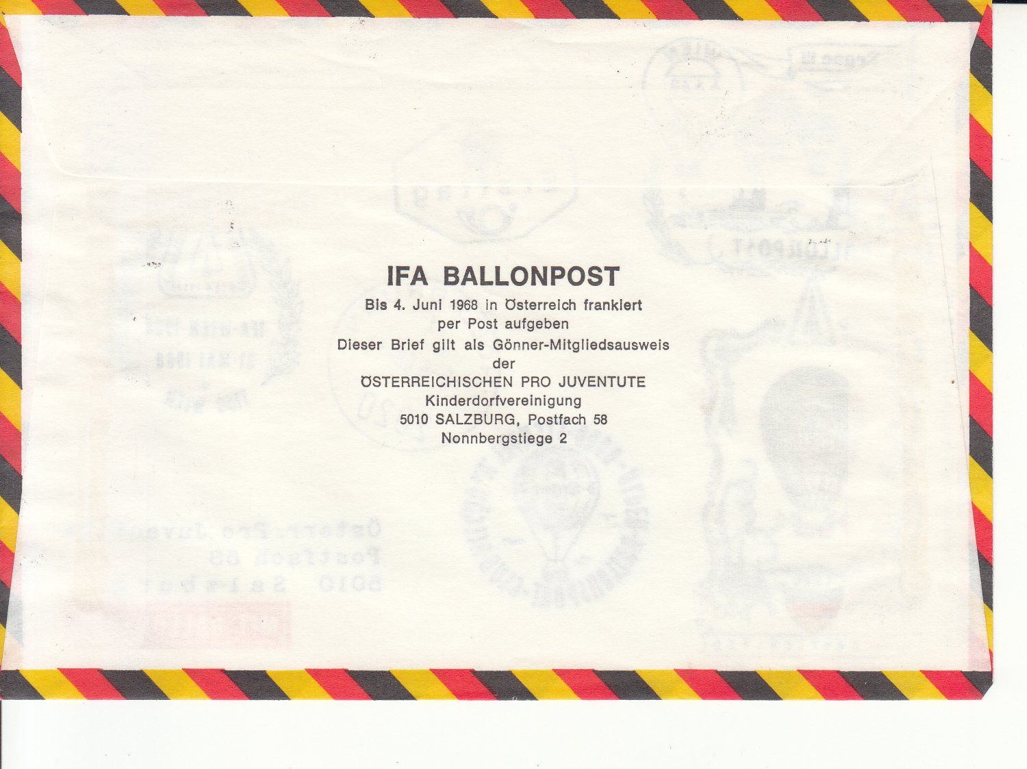 Tutti i francobolli: Ballonpost IFA Wien 1968 – Usato da Bürglen TG venduto da StampGraf 1