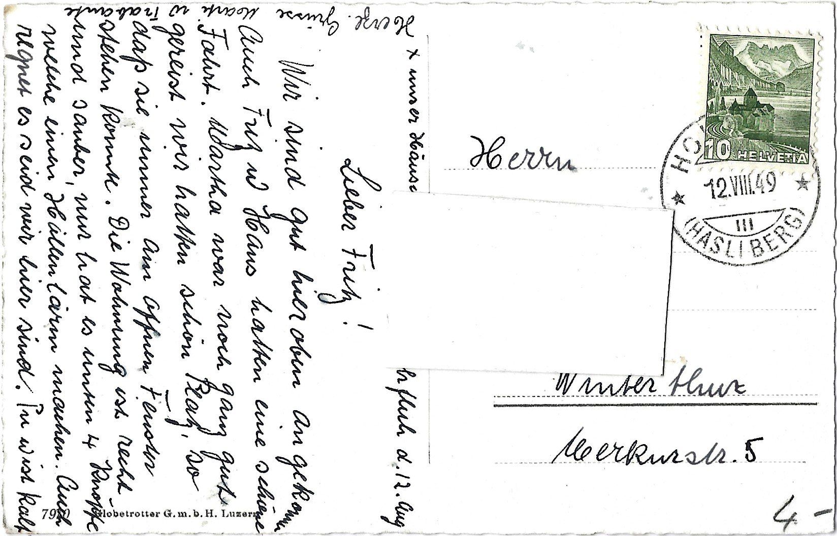 Cartoline postali: Hohfluh  (Hasliberg) – Usato da Bütschwil venduto da Jackson1A 1