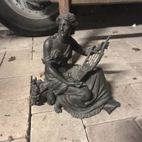 Antike Skulptur Muse Lyra Bronze Figur Dekoration Frühli