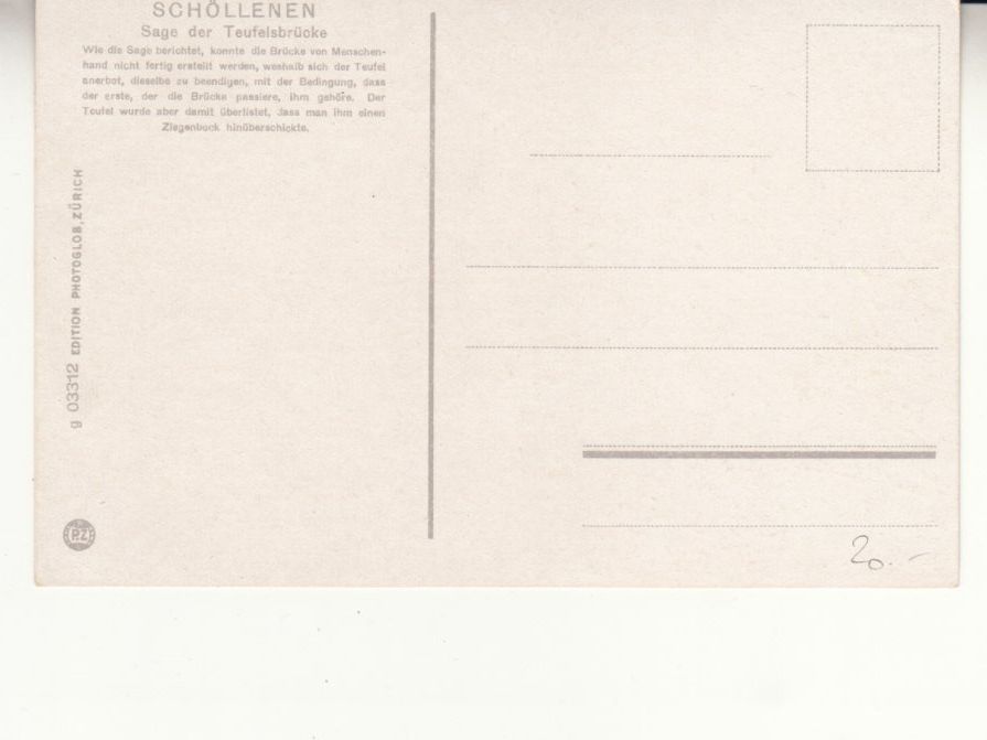 Cartoline postali: Schöllenen Teufels-Sage ca. 1920 – Usato da Bürglen TG venduto da StampGraf 1