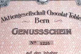 Chocolat TOBLER BERN, Genussschein, CHF 400 von 1920