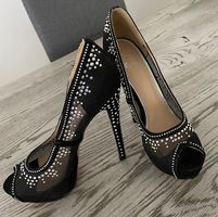 schwarze High Heels mit Strass in Gr. 38