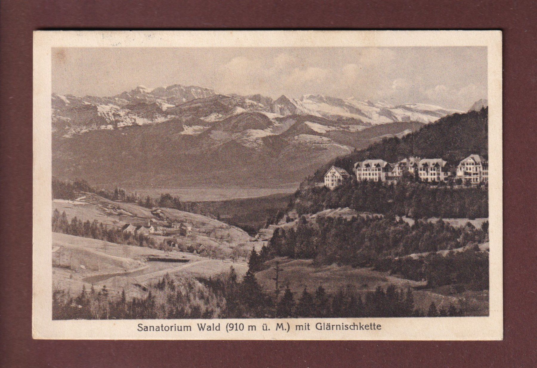 Ansichtskarten: Sanatorium WALD - Glärnischkette - 1919 – Gebraucht aus Pully von nicecards