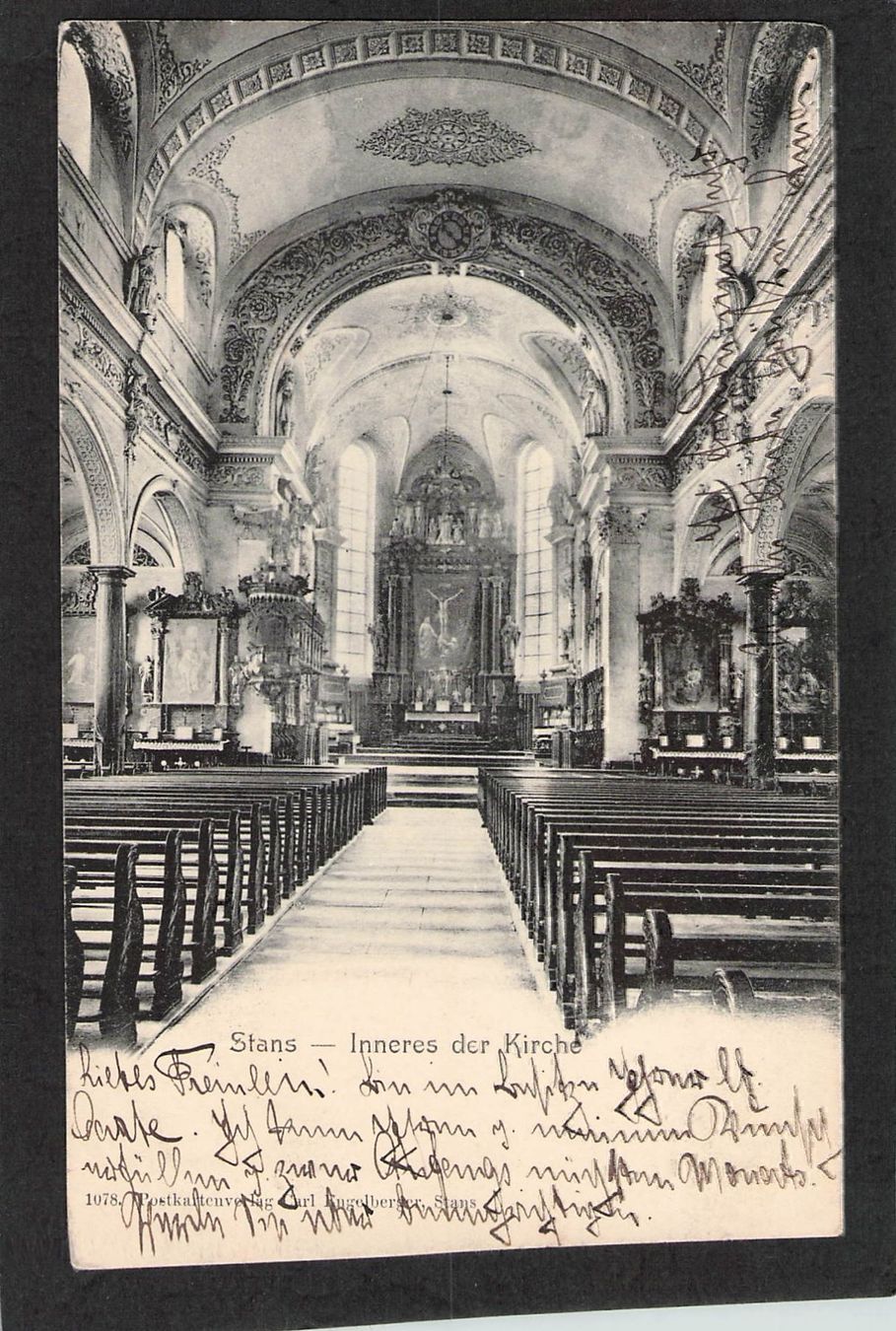 Cartoline postali: AK. NW Stans- Inneres der Kirche , 1904 – Usato da Reichenburg venduto da ibiza18