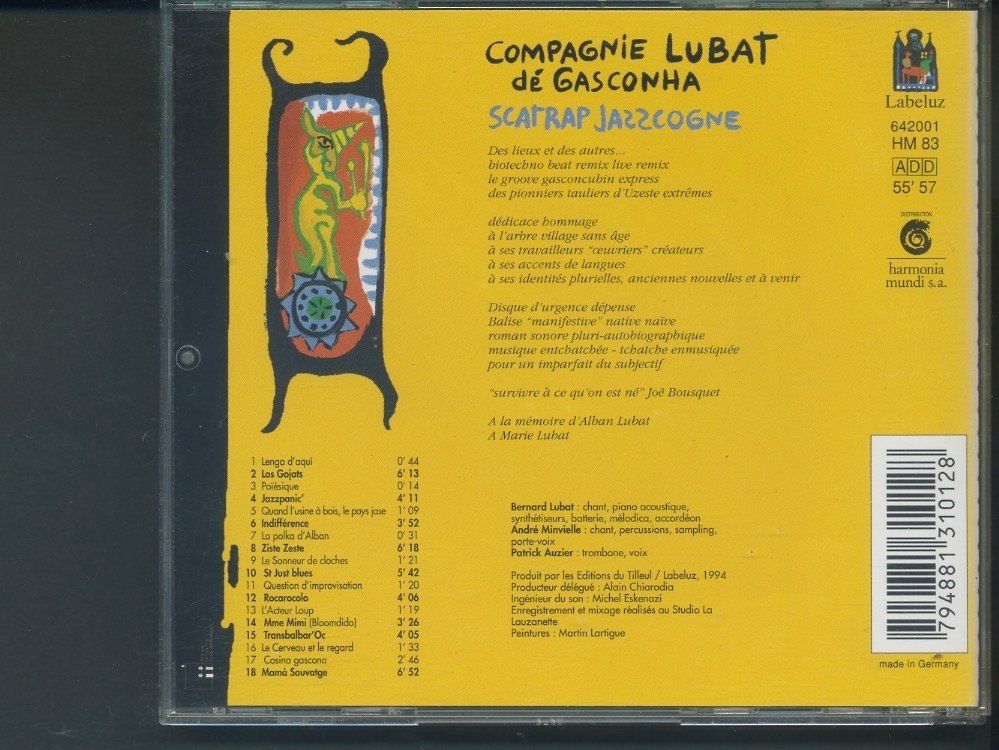 CD: Scatrap Jazzcogne - Bernard Lubat – Usato da Delémont venduto da MaxPlan 1