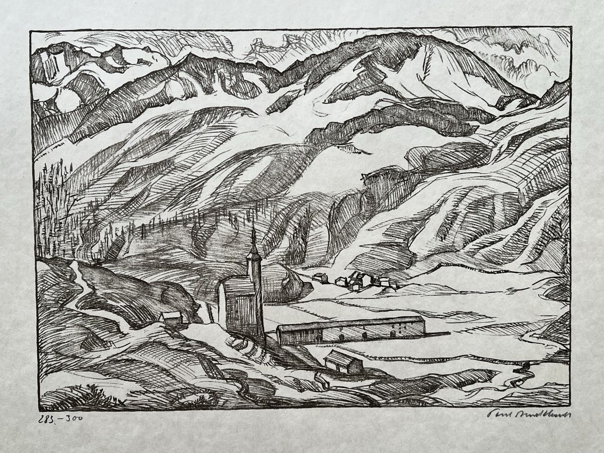 Grafica & Litografie: Carl Burckhardt Original Lithographie, Berglandschaft – Usato da Adliswil venduto da bilderboerse-zuerich 1