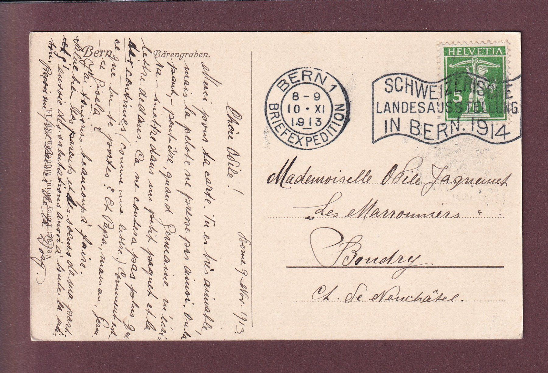 Cartoline postali: BERN - Bärengraben - 1913 – Usato da Pully venduto da nicecards 1