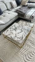 Marmor-Look Couchtisch mit Goldrahmen