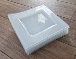 8 Dessertteller, Glas weiss quadratisch matt