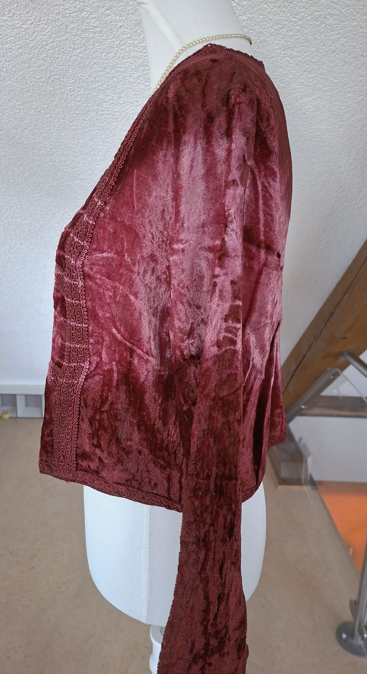 Boom Baba Camicette: Boom Baba Samt Bluse Viscose bestickt, rot-rosa ca. S, M – Nuovo (secondo la descrizione) da Klingnau venduto da vollmond36 1