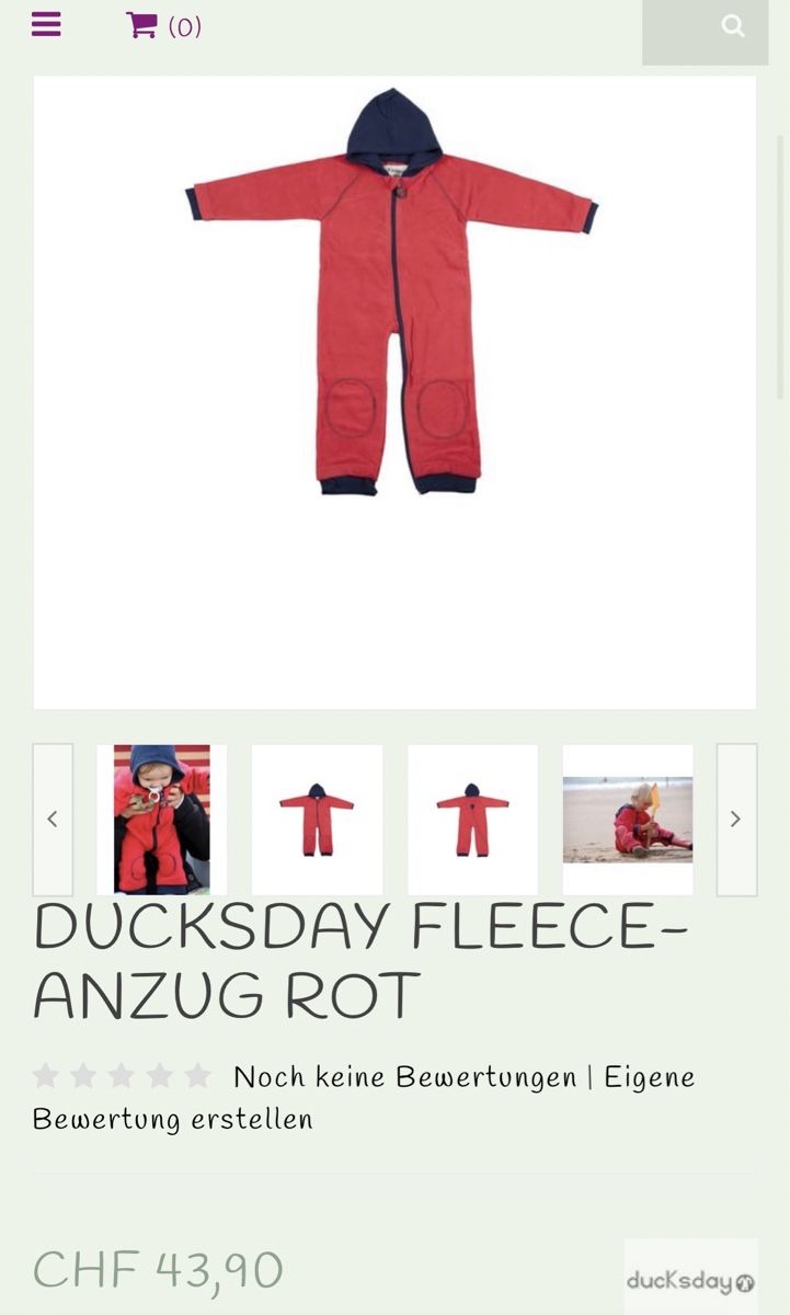 Completi: Ducksday Fleeceanzug Rot – Usato da Buchs ZH venduto da hipsternut 8