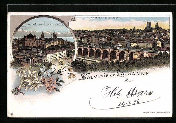 Cartes postales: Litho Lausanne, Le Château et la Cath – D'occasion à Berlin par bartko-reher