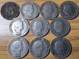 5 Rappen 1850/1910 - Lot 10 Stück!
