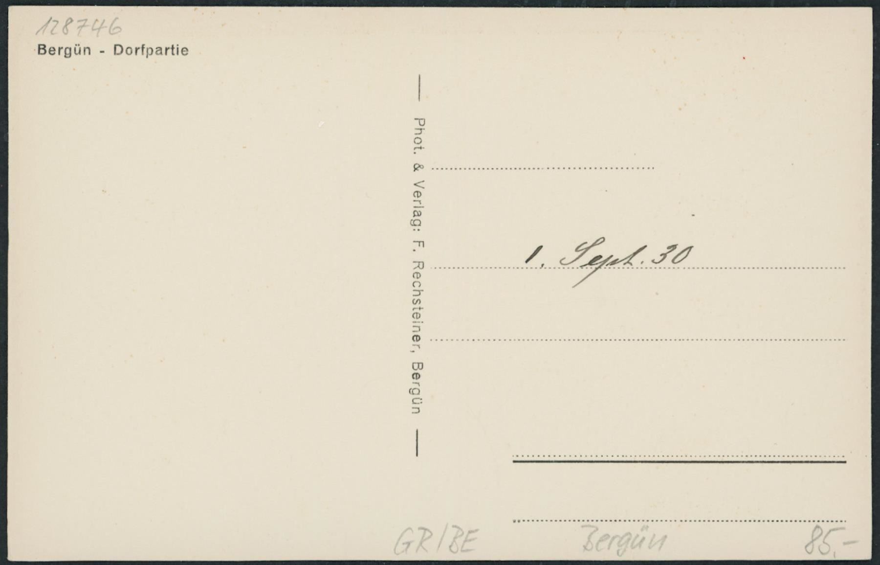 Cartes postales: GR Bergün – D'occasion à Schindellegi par leecollect 1