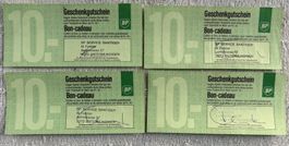4 GESCHENK GUTSCHEINE FÜ BP TANKSTELLE ( ALLE UNGÜLTIG)