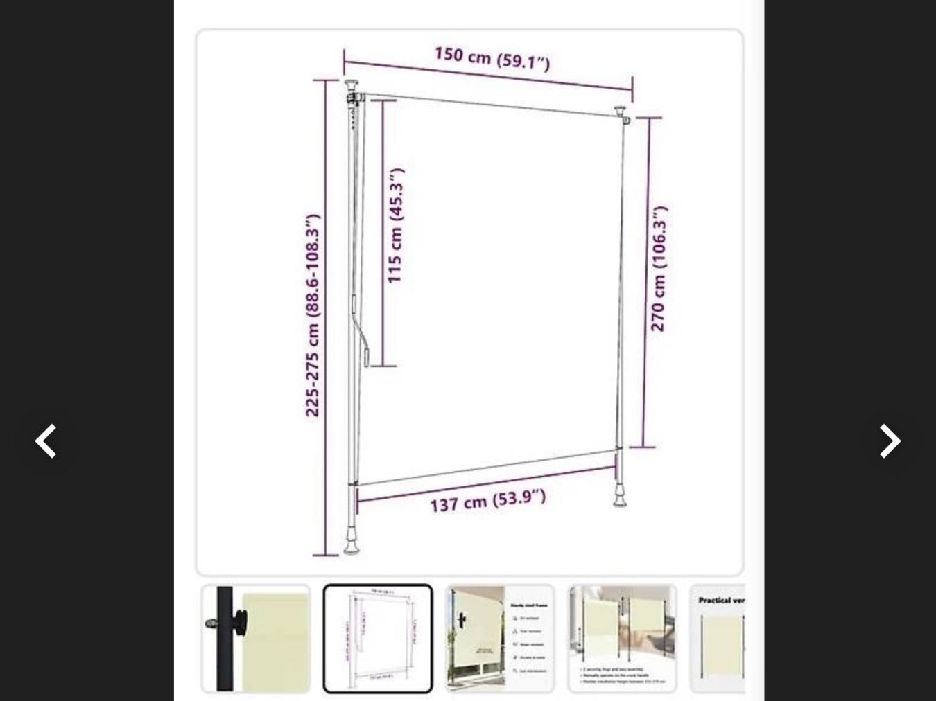 Vidaxl Tende da sole: vidaXL Aussenrollos, Crème, 150x270cm – Nuovo e nell'imballaggio originale da Bütschwil venduto da sru2005 1