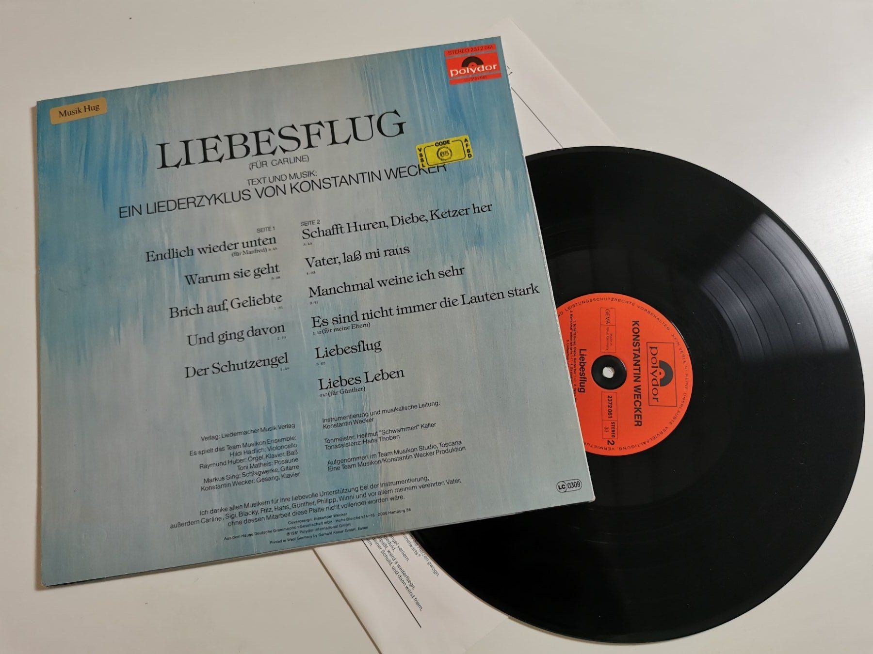 Dischi in vinile: KONSTANTIN WECKER - LIEBESFLUG – Usato da Grafenried venduto da House-of-Oldies 1