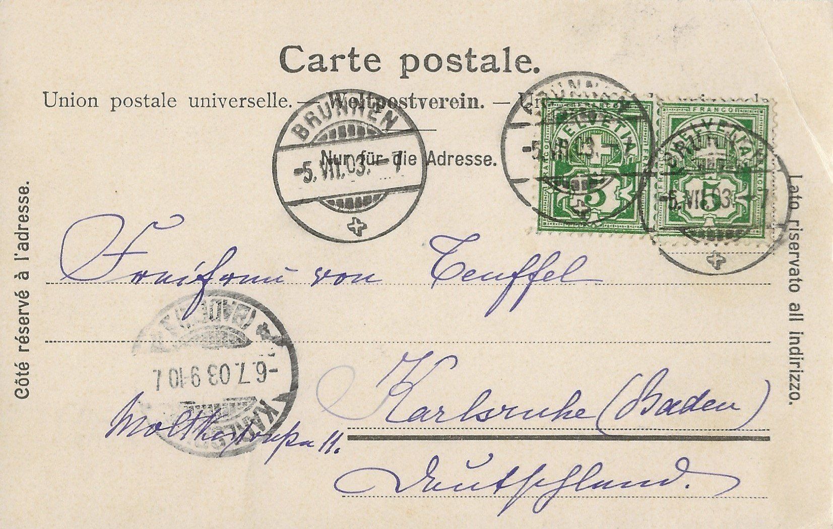 Cartoline postali: Gruss aus Brunnen, 1903 – Usato da Frauenfeld venduto da Merk52 1