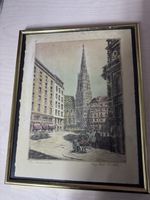 Gemälde Stephansdom Wien mit Rahmen signiert 