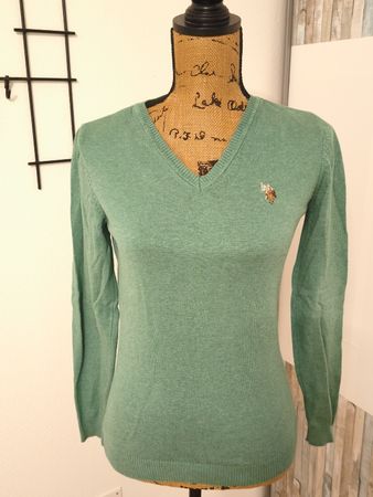 Pullover U.S. Polo Assn. grün V-Ausschnitt Grösse S